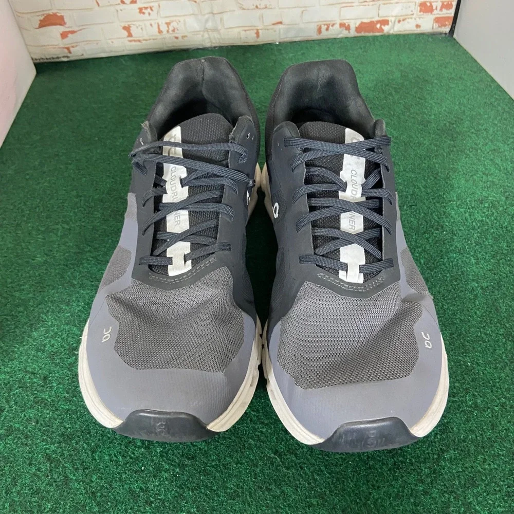 On Cloudrunner Running Shoes Men Size 13 Black Gray Sneakers